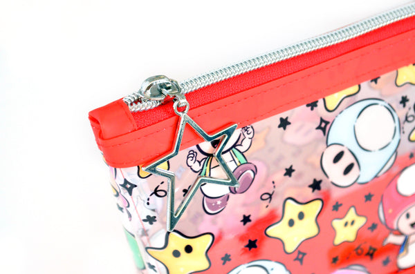 Red Mushroom Man *Clear & Jelly Vinyl* Cosmetic Bag