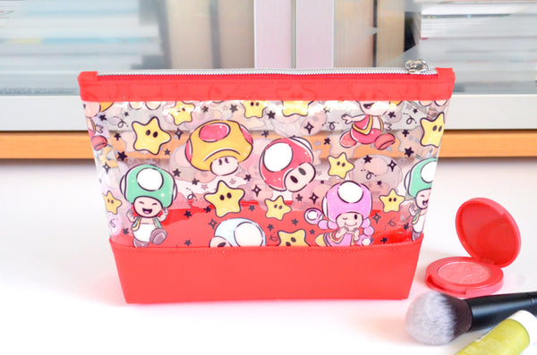 Red Mushroom Man *Clear & Jelly Vinyl* Cosmetic Bag