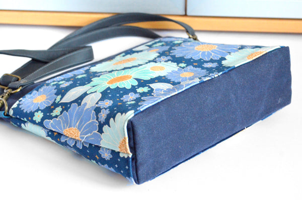 Dark Blue Daisy Crossbody Bag