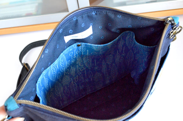 Dark Blue Daisy Crossbody Bag