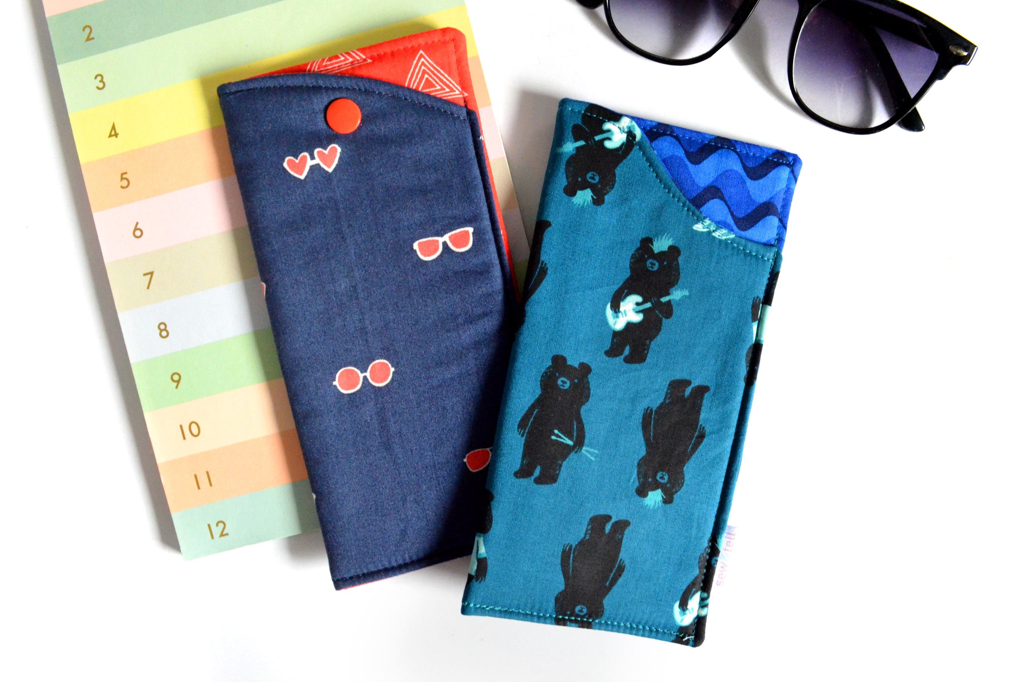 Blue Rockstar Bear Glasses Case