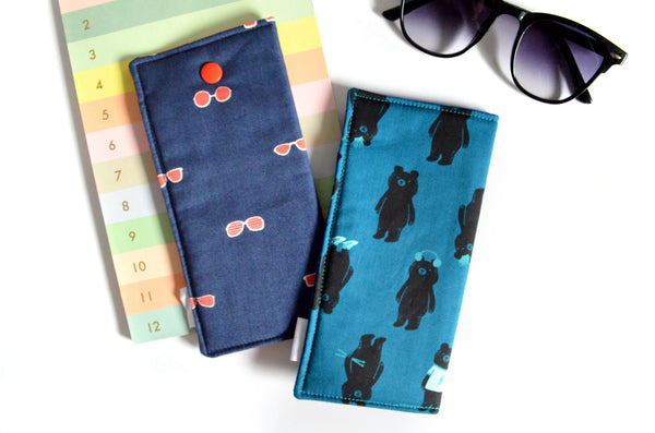 Blue Rockstar Bear Glasses Case