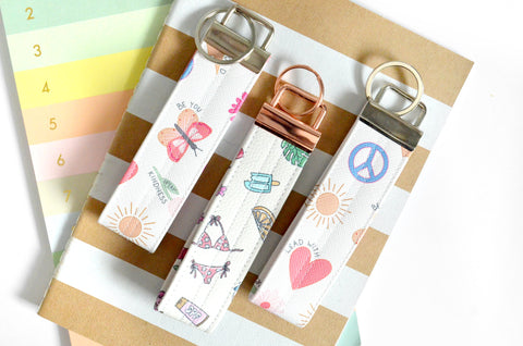 White *Faux-Leather* Keychain