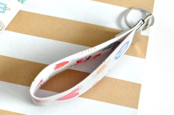 White *Faux-Leather* Keychain