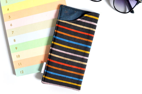 Black Rainbow Woven Glasses Case