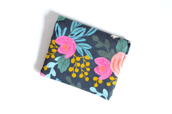 Navy Rifle Paper Co Les Fleur Mini Leather Snap Wallet