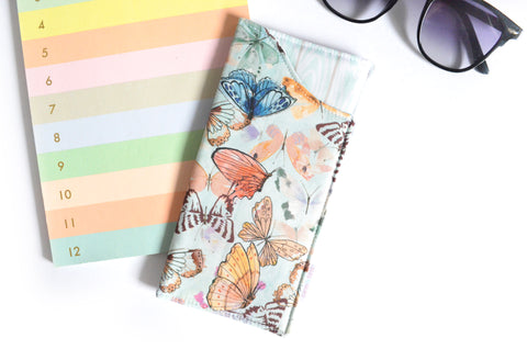 Blue Butterfly Glasses Case