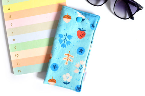 Blue Strawberry Forest Glasses Case