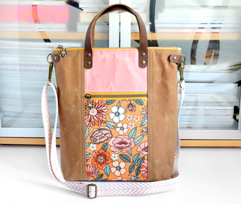 Yellow & Pink Spring Floral Crossbody Tote Bag