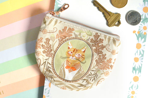 Cat Portrait Round Coin Purse