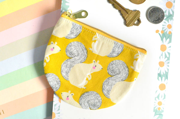 Yellow Squirrel Round Coin Purse
