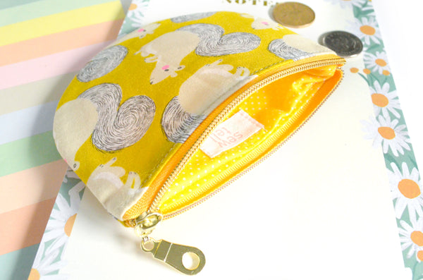 Yellow Squirrel Round Coin Purse