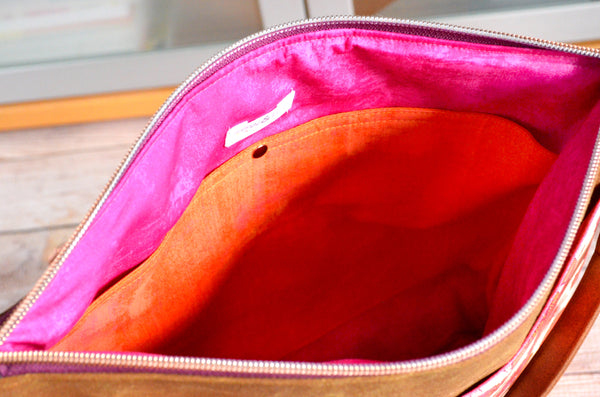 Purple & Orange Retro Floral Crossbody Bag
