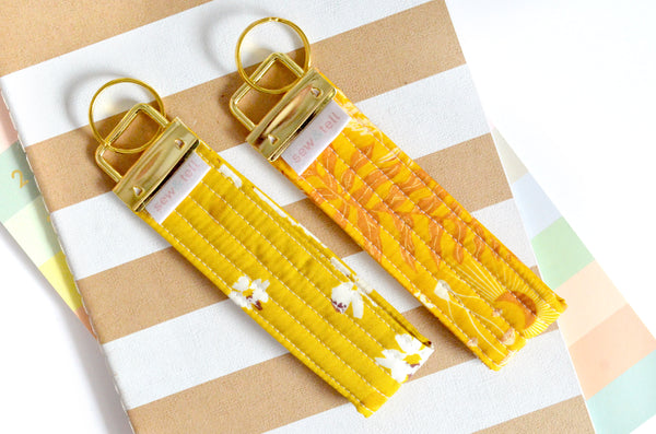 Yellow Floral Fabric Keychain