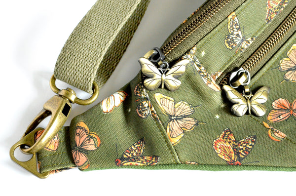 Olive Green Butterfly Fanny Pack