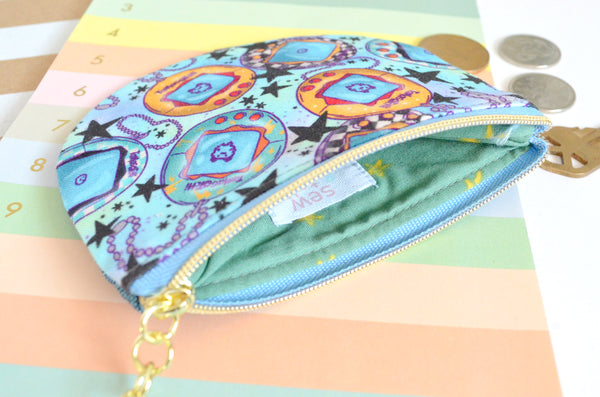 Blue 90's Nostalgia Round Coin Purse