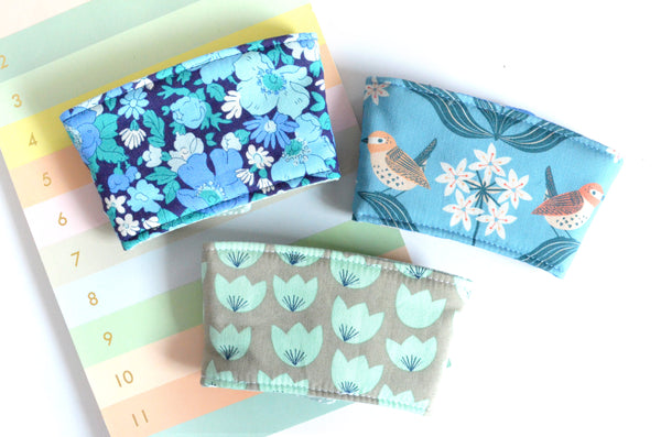 Blue Floral Bird Coffee Sleeve