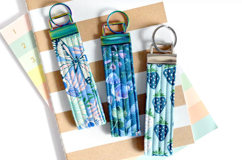 Bright Blue Fabric Keychain
