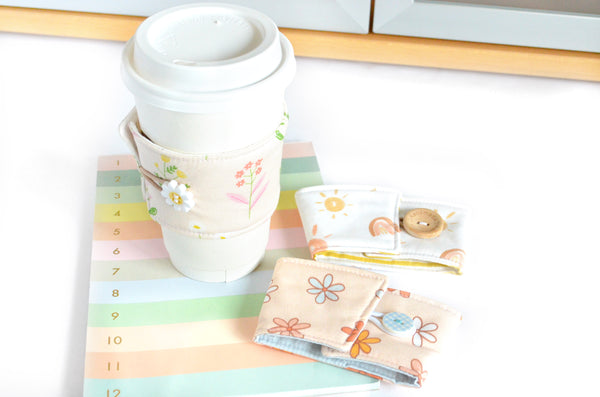 Light Pink Floral Sunshine Coffee Sleeve
