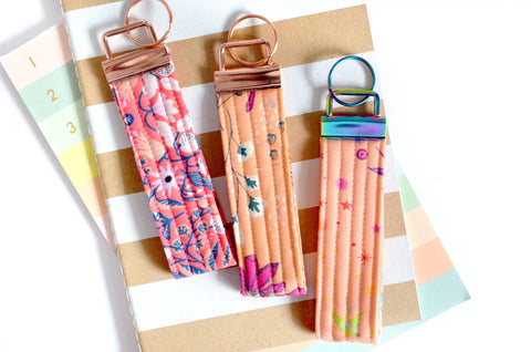 Peachy Pink Fabric Keychain