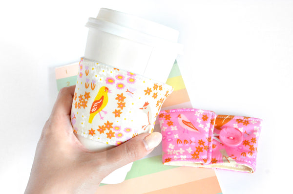 Pink & Orange Bird is the Word Coffee Sleeve