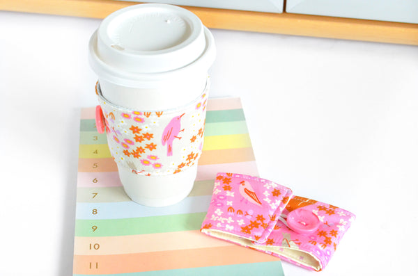 Pink & Orange Bird is the Word Coffee Sleeve
