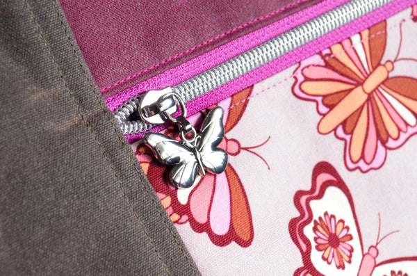 Purple Butterfly Crossbody Tote Bag