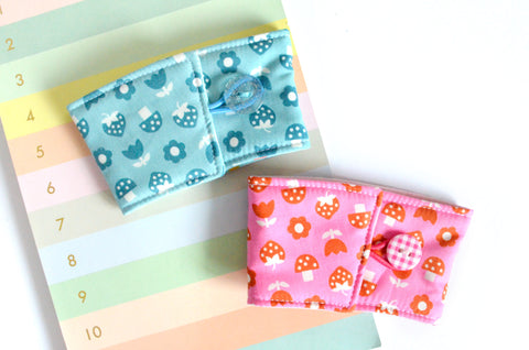 Blue & Pink Mushroom Strawberry Coffee Sleeve