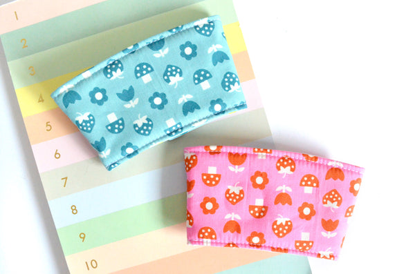 Blue & Pink Mushroom Strawberry Coffee Sleeve