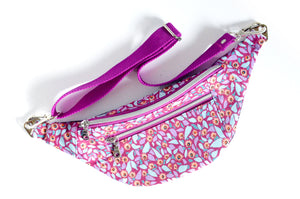 Purple Pressed Floral Fanny Pack