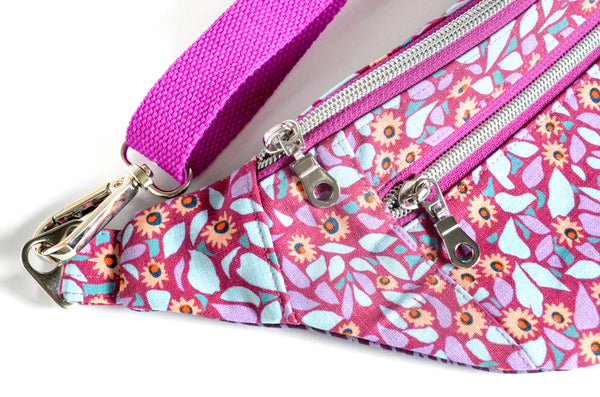 Purple Pressed Floral Fanny Pack