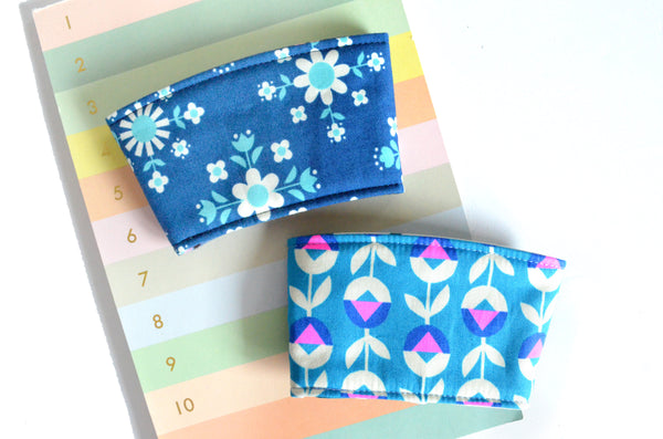 Blue Neon Floral Coffee Sleeve