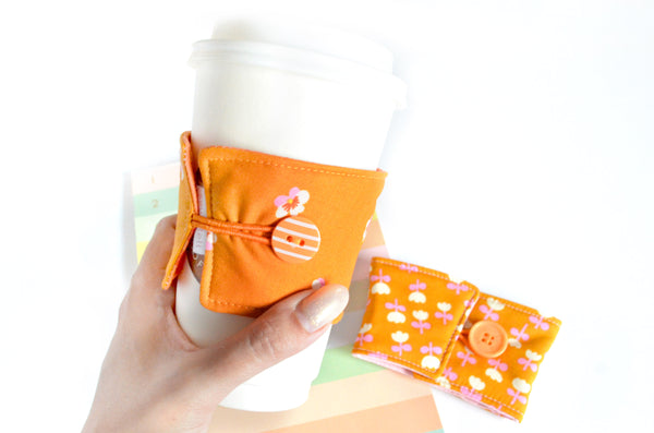 Orange Pansy & Tulip Coffee Sleeve