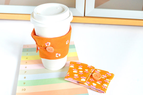 Orange Pansy & Tulip Coffee Sleeve