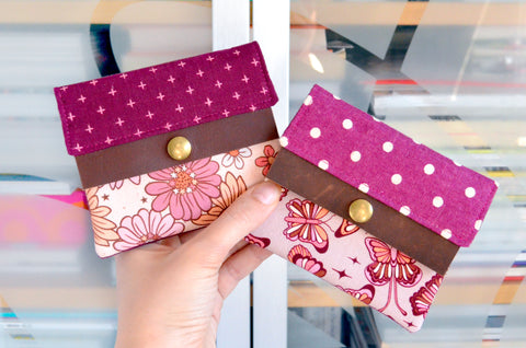 Purple Butterfly & Floral Mini Leather Snap Wallet