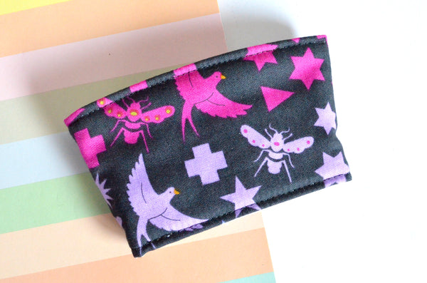 Purple Birds & Bees Coffee Sleeve
