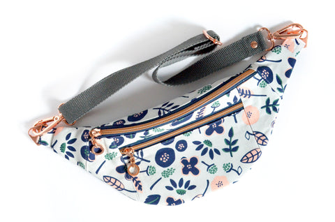Grey Floral Fanny Pack