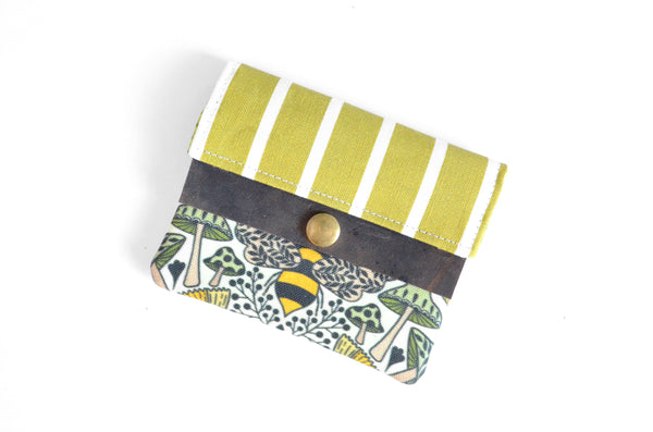 Green Bumble Bee Mini Leather Snap Wallet