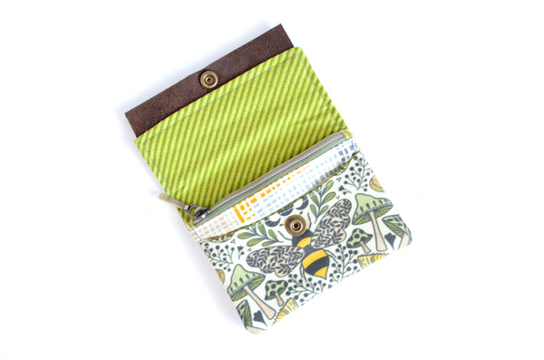Green Bumble Bee Mini Leather Snap Wallet