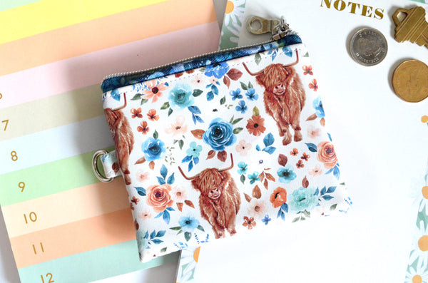 White Highland Cow Faux-Leather Coin Purse