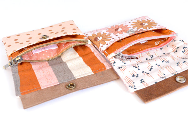 Peachy Yin-Yang & Floral Mini Leather Snap Wallet