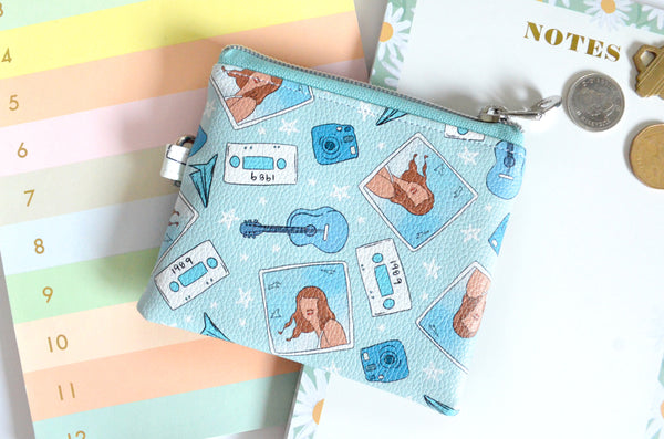 Blue TS Faux-Leather Coin Purse