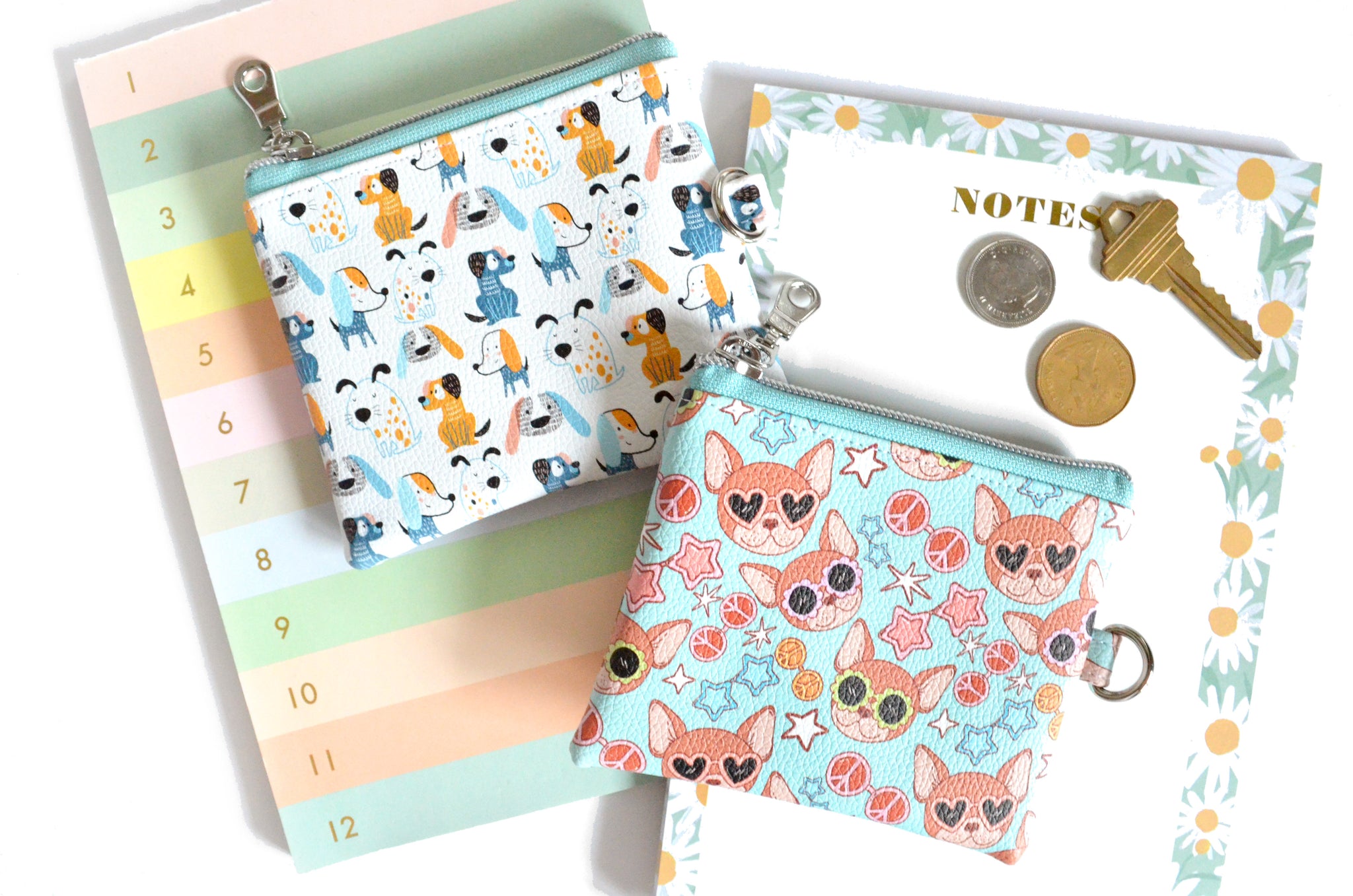 Blue & White Doggo Faux-Leather Coin Purse