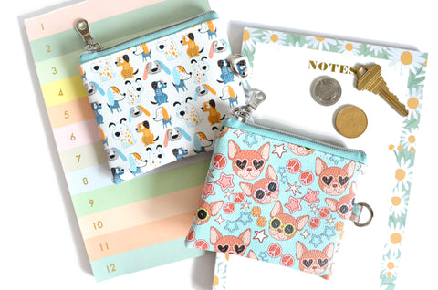 Blue & White Doggo Faux-Leather Coin Purse