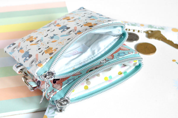 Blue & White Doggo Faux-Leather Coin Purse