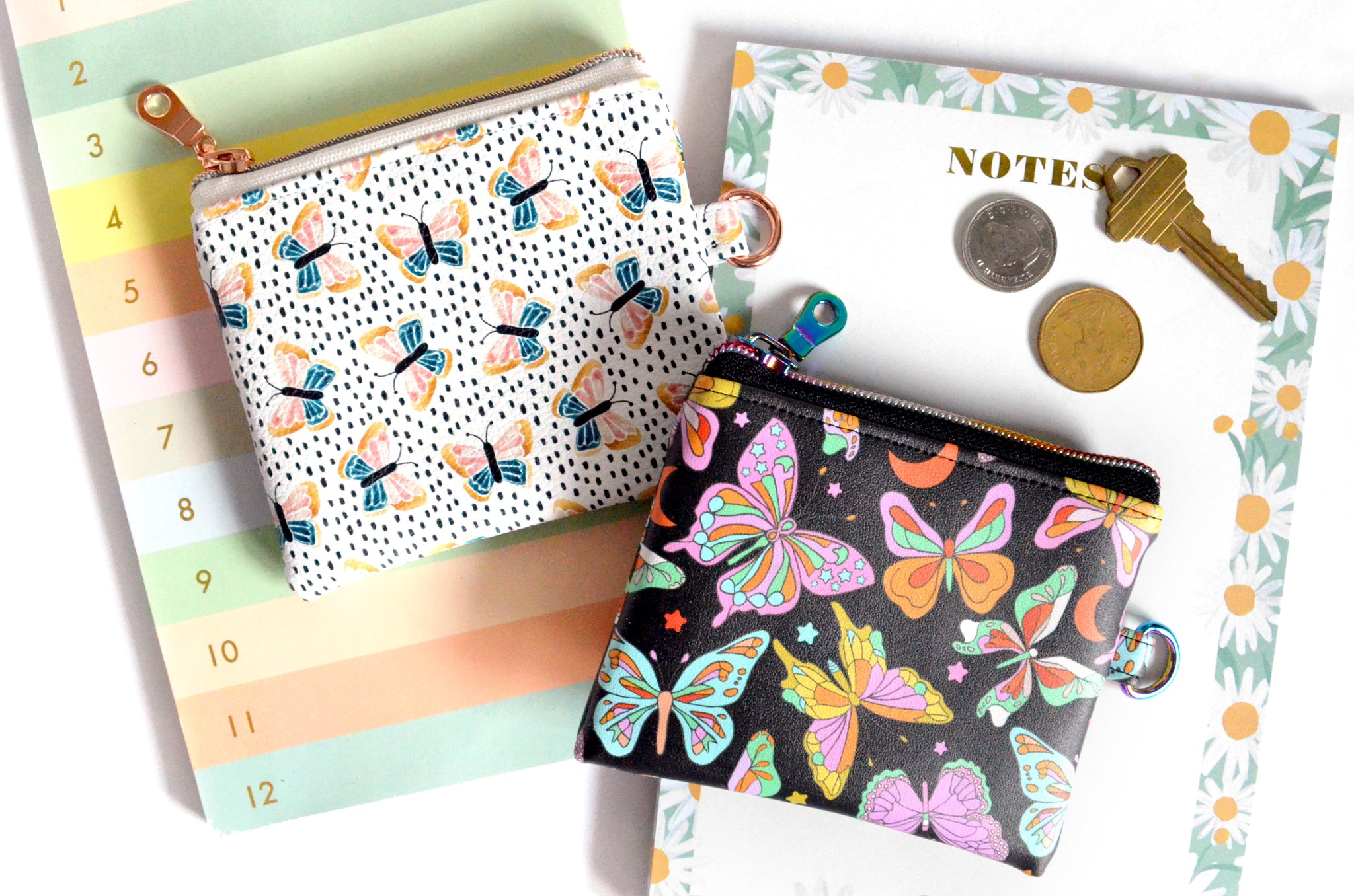 Black & White Butterfly Faux-Leather Coin Purse