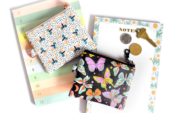 Black & White Butterfly Faux-Leather Coin Purse