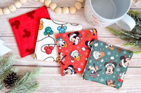 Red & Green Holiday Mouse Drink Coaster Set