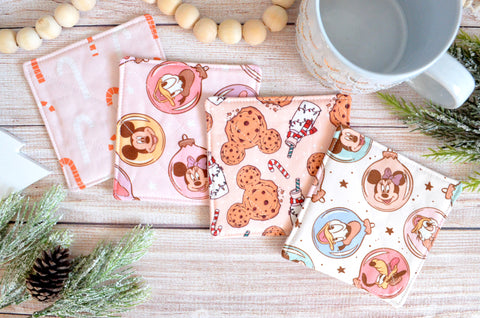 Pink Holiday Mouse Drink Coaster Set