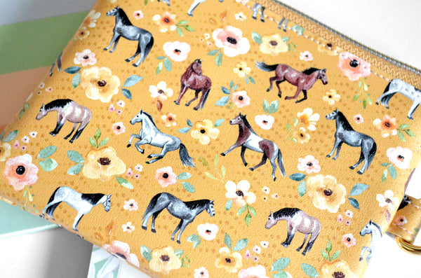 Yellow Horse Faux-Leather Coin Purse